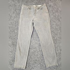 J Jill Denim Jeans Authentic Fit Slim Ankle Snap Mid Rise Green Wash Size 10